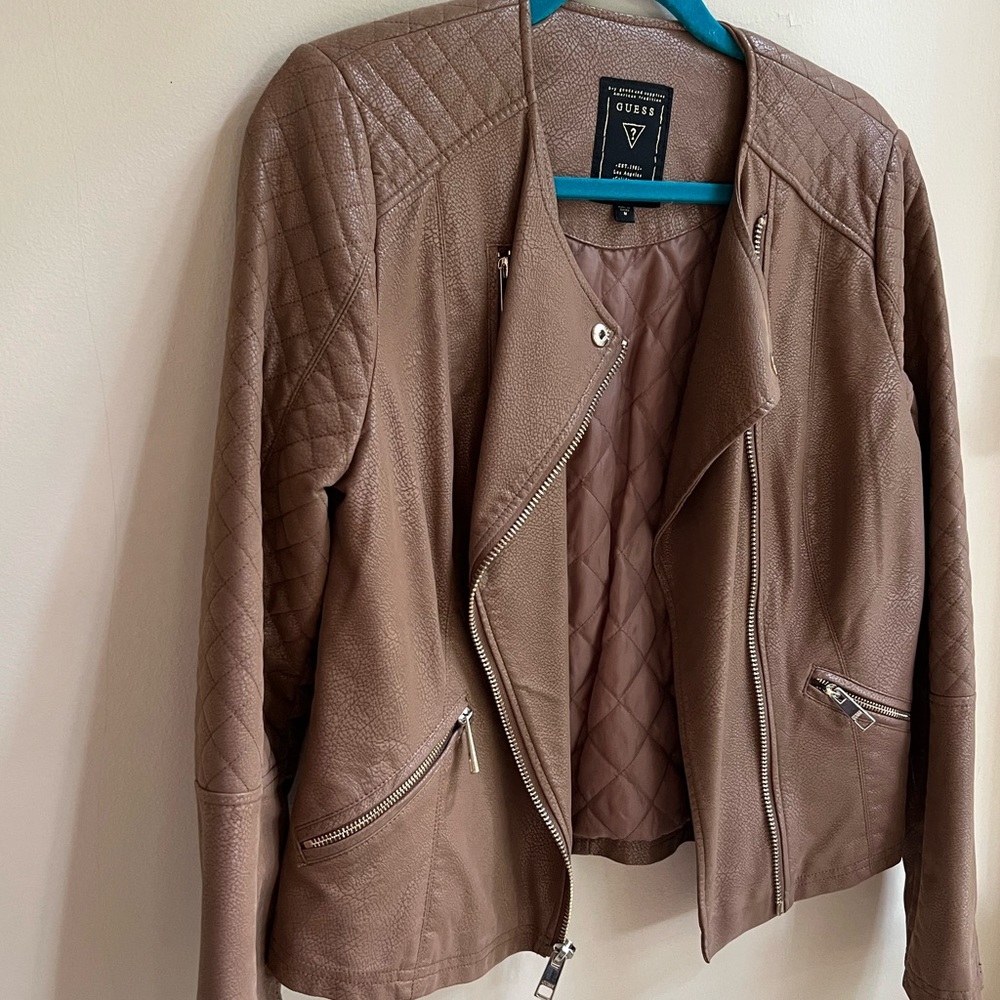Brown Leather Guess Jacket - image 1